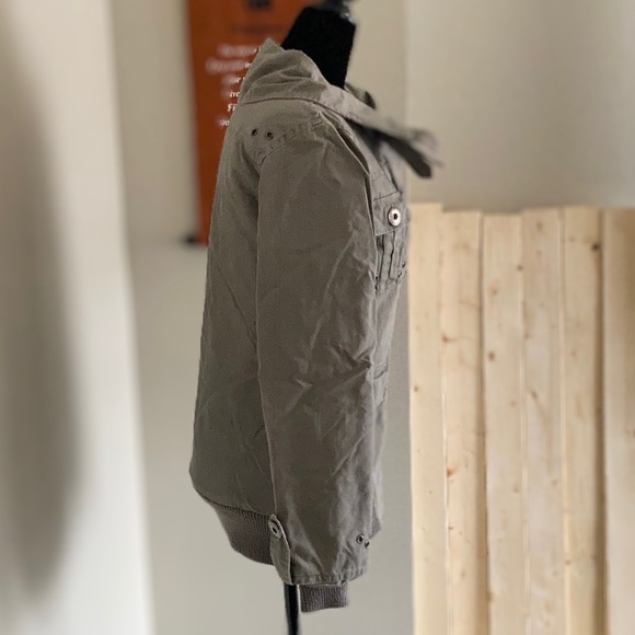 Hoi Polloi Bomber/Cargo Jacket Khaki-Gray Size 6 Small Sturdy Military Style - Picture 5 of 16